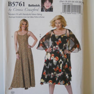 Connie Crawford Sleeveless Dress Butterick B5761 Miss (Xsm-Xlg) Dress with Wrap Maxi or Below the Knee, Princess Seams, A Line, Sundress