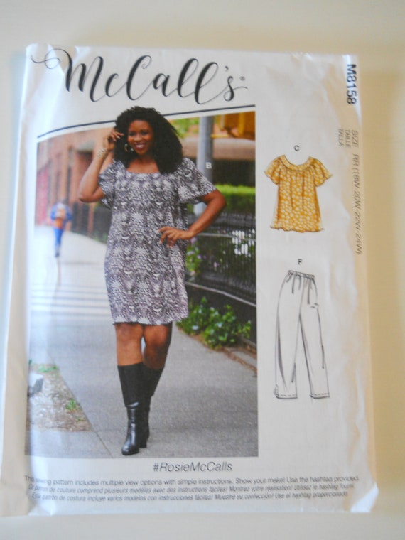 Updated Classic in Extended Sizes Mccall s M8158 KK26W 28W 30W 32W New Sewing Pattern Loose Fitting Moomoo Dress Tunic Top Pants Etsy