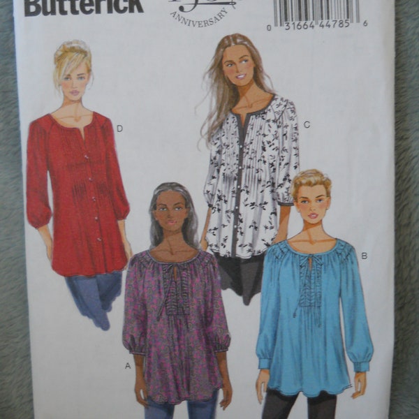 Butterick B5861 Sewing Pattern Plus Peasant Blouse B5 (8-10-12-14-16) or RR (18W-20W-22W-24W) Button Front or Gathered Yoke with TIe NEW