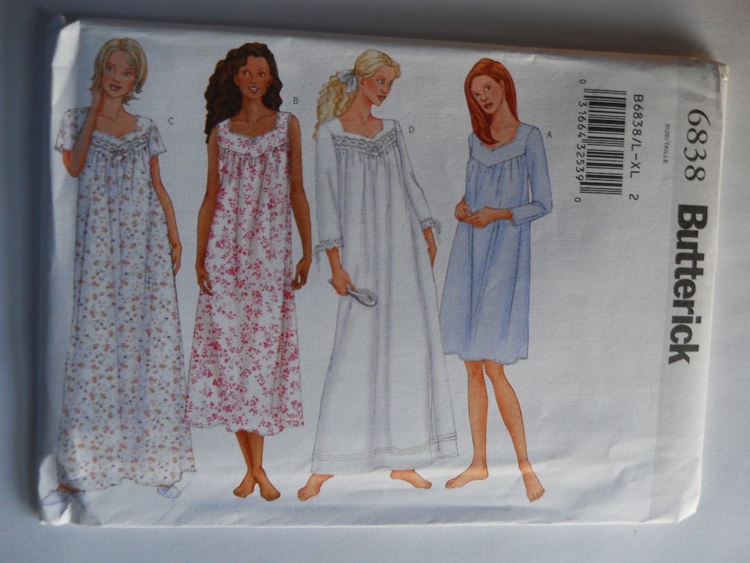 Easy, Loose-fitting Nightgown Butterick 6838 XS-M or L-XL New Sewing ...