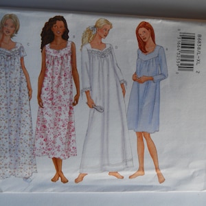 Easy, Loose-Fitting Nightgown Butterick 6838 (XS-M) or (L-XL) New Sewing Pattern for Pajamas, Short Sleeve 3/4 Sleeve, Maternity Appropriate