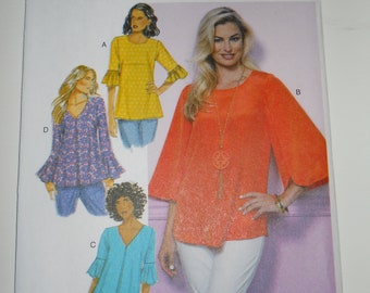 Easy, Modest, Loose Fitting Tunic Butterick B6456 A5 (6-8-10-12-14) OR E5 (14-16-18-20-22) New Sewing Pattern for Top, Optional Front Pleat