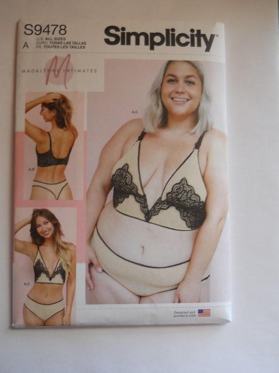 2022 Sexy Lingerie Simplicity S9478 A (XS to 4XL) Plus Sewing Pattern for  Bralette and Panties , Thong, Teen to Full Figure