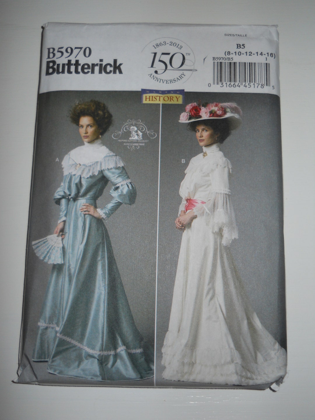 Historic Walking Dress Costume, Plus Option Butterick B5970 B5 8-16 or ...