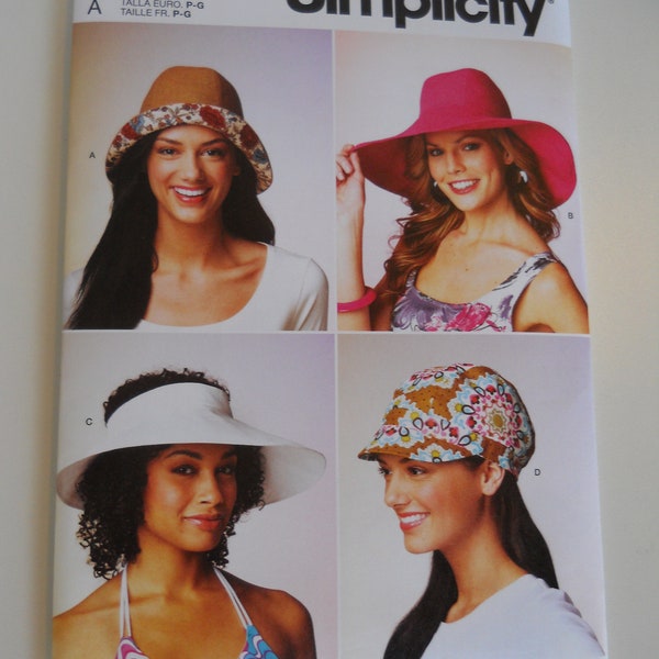 2022 Four Hats with Brims Simplicity S9505 A (S-M-L) New Sewing Pattern for Wide Brim Sun Hat, Newsboy Hat, Rolled Brim Hat, Sun Protection