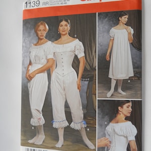 Authentic Civil War Undergarments Simplicity 1139 HH (6-12) or RR (14-20) Sewing Pattern for Laced Corset, Chemise, Drawers Historic Costume