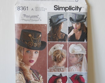 Misses Costume Cosplay Headwear Simplicity 8361 A (S - L) New Sewing Pattern Historical Steampunk Victorian Top Hat Bridal Hat Making