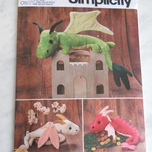 Plush Fleece Dragon Simplicity S9363 Sewing Pattern for Stuffed Dragon Toy; Gift for Child, Fantasy, Medieval, Fairy Tale, Imaginative Play