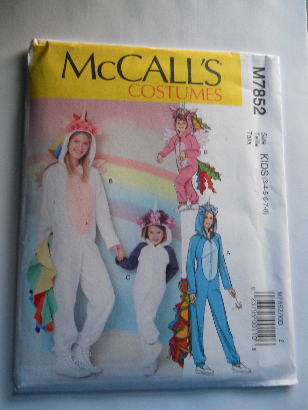 Kids & Miss Fuzzy Unicorn Costumes Mccall's M7852 Kids (3-8) or Miss (S ...