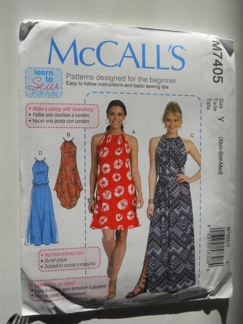 Plus Learn to Sew Halter Dress Mccall's M7405 Y - Etsy