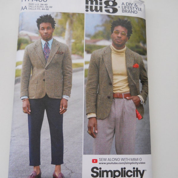 Mimi G Men's Lined Blazer Simplicity S8962 R11400 AA (34-42) or BB (44-52) New Sewing Pattern, Sew Along Video, Notched Collar, Blazer