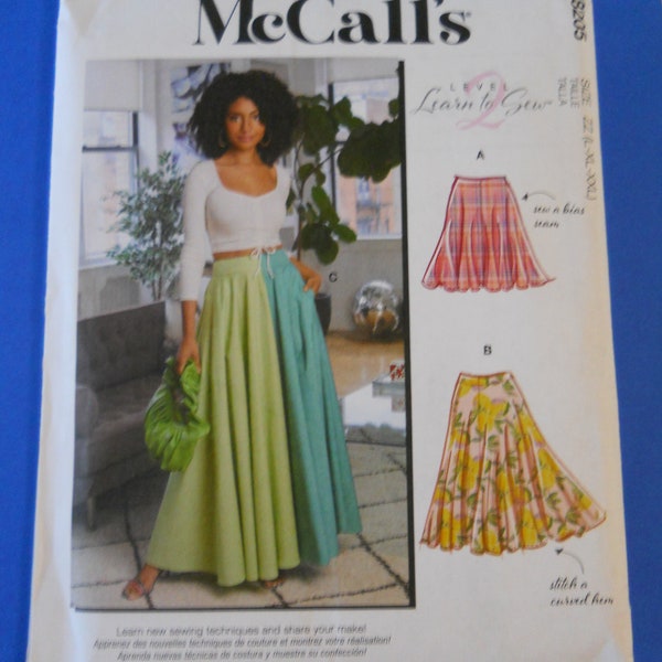 Level 2 Learn to Sew McCall's M8205 Y (Xsm-Sml-Med) OR ZZ (Lrg-Xlg-Xxl) Sewing Pattern for Full Skirt in Maxi and Knee lengths, Cosplay Base