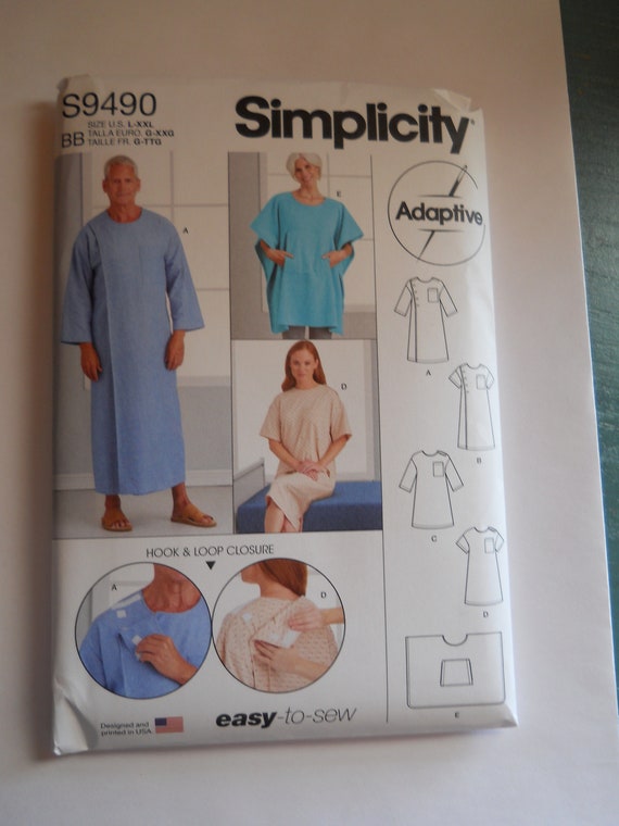 Hospital Gown Open Back Simplicity Sewing Pattern R11311 L-XXL Adaptive  Unisex | eBay