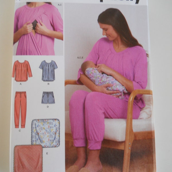 2022 Loungewear for New Mom Simplicity S9556 R11463 (XS-XL) Sewing Pattern; Knit Top w Vents for Breastfeeding, Nursing; Sweatpants, Shorts