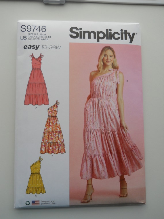 Easy Tiered One Shoulder Dress Simplicity S9746 H5 (6-14) or U5 (16-24) New Sewing  Pattern, Asymmetric Neckline, Elastic Waist, Peasant - Etsy