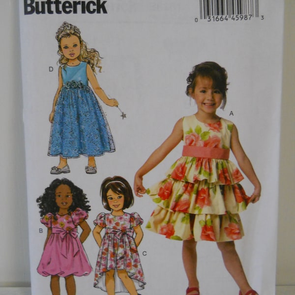 Flower Girl, Fancy Dress Butterick B6161 CDD (Child 2-3-4-5) Girl's Princess Dress, Bubble Hem Dress, High Low Hemline, Tiered Skirt