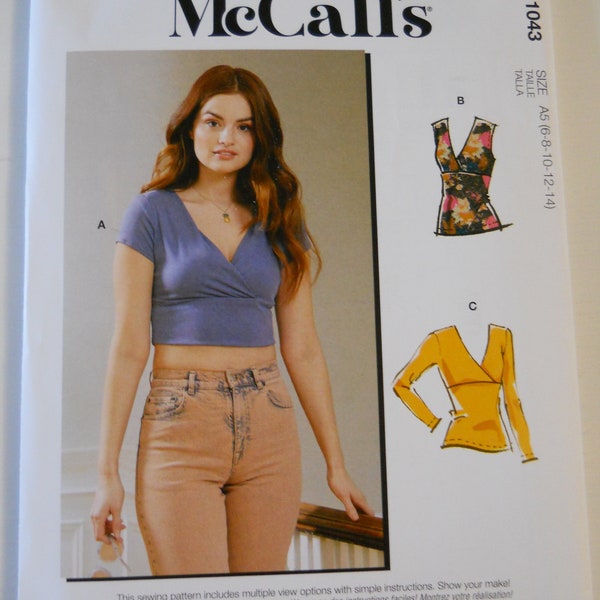 Very Easy Plus Knit Top McCall's M8219 OR R11043 A5 (6-8-10-12-14) OR F5 (16-18-20-22-24) Sewing Pattern for Cross-Over Bodice, Empire Waist