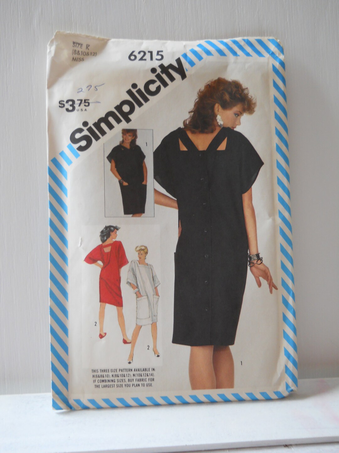 Vintage 1980's Sheath Dress Simplicity 6215 Size 8-10-12 Sewing Pattern ...