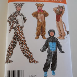 May include: Simplicity sewing pattern number 2855 for children's costumes. The pattern includes instructions for making a giraffe, monkey, and gorilla costume. The pattern is for sizes XS, S, M, and L.