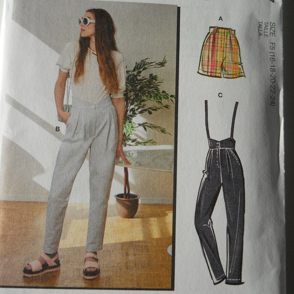 Pleated Pants & Shorts Plus McCall's M8207 A5 (6-8-10-12-14) OR F5 (16-18-20-22-24) 2021 Sewing Pattern for High Waisted Pant w Suspender