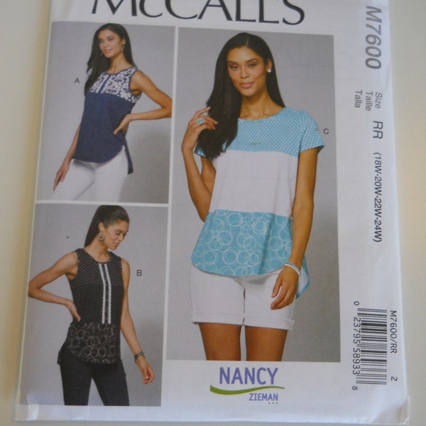 Nancy Zieman Knit Blouse McCall's M7600 B5 (8-16) New Sewing Pattern, Casual Shirt, Knit Color Block, Scrap Buster Top, Athleisure, Tank Top