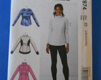 Sporty Casual, Athletic Top, Leggings McCall's M7874 Y (Xsm-Sml-Med) OR ZZ ( Lrg-Xlg-XXlg) Sewing Pattern for Misses & Plus Sweatshirt Pants