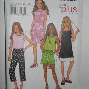 Butterick 3860, Girl's Plus Size New Sewing Pattern, Dress, Top Shorts