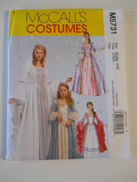 Queen Princess Gown McCall's Costumes M5731 Kids 3-8 OR | Etsy