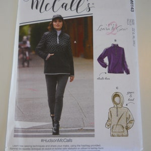 May include: Sewing pattern for a hooded sweatshirt, a pullover with an elastic hem, and a zippered pullover. The pattern is from McCall's and is labeled "Learn to Sew".