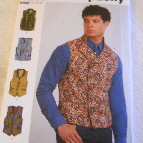 Easy Historic Style Men's Vest Simplicity S9457 AA (34-42) OR BB (44-52) Fall 2021 Sewing Pattern: Wedding, Formal, Prom, Costume, Western