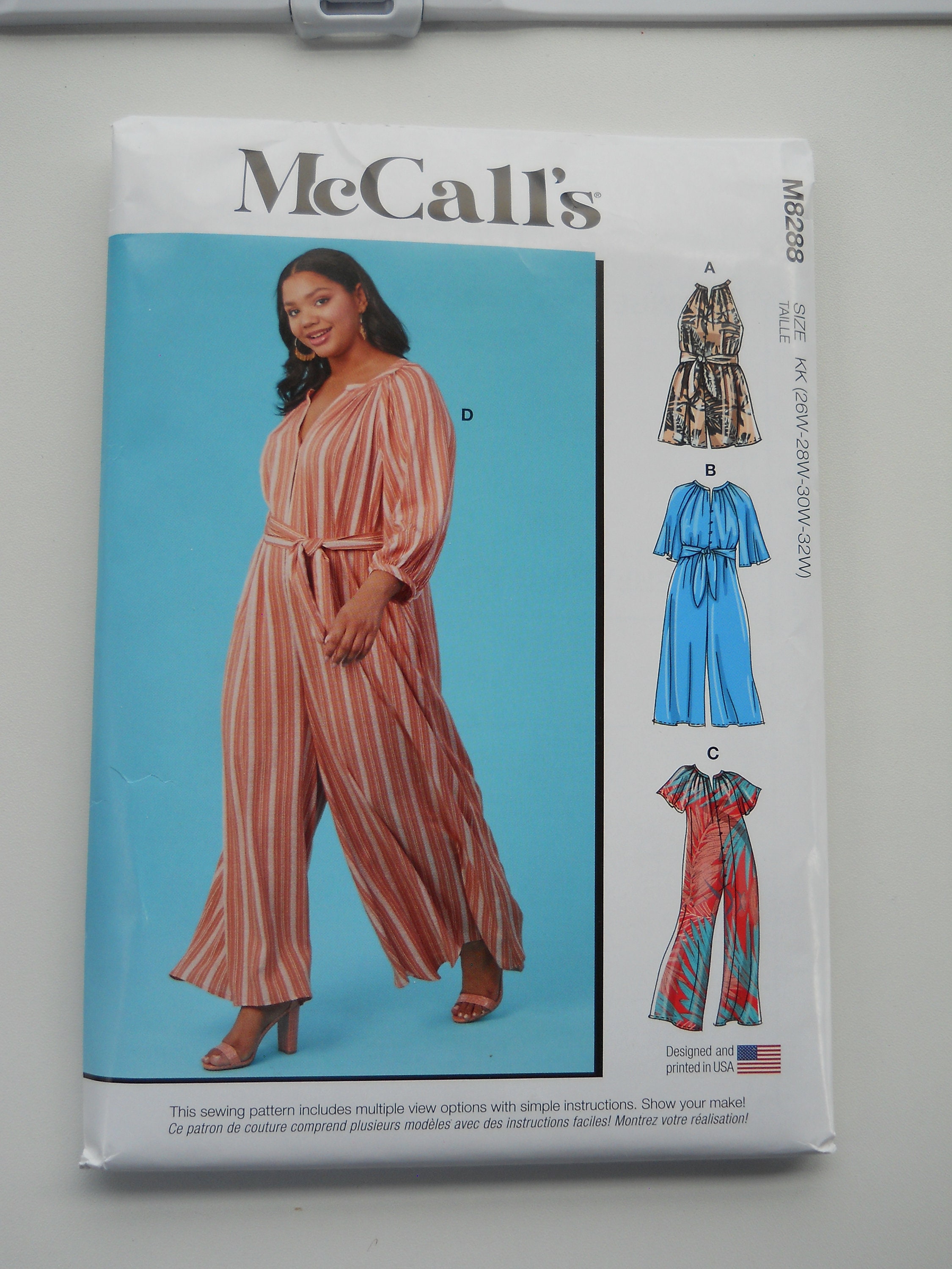 McCall's Sewing Pattern M8261 - Misses' Romper, Jumpsuit, Robe with Sash,  Size: Y (XS-S-M) 
