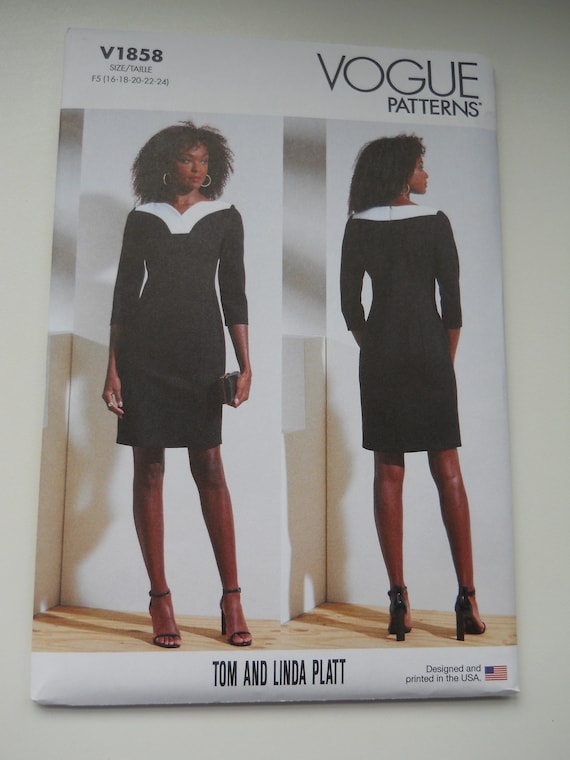 Attention Getting Color Block Dress Vogue V1858 B5 (8-16) or F5 (16-24) New  Sewing Pattern, Fitted Dress, Princess Seams, 3/4 Sleeves, Knit - Etsy