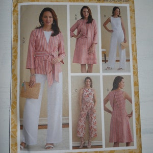 Plus Size Warm Weather Capsule Wardrobe Butterick B6775 B5 (8-16) Sewing Pattern Keyhole Back Sundress, Jacket, Loose Pant or Capri, Top