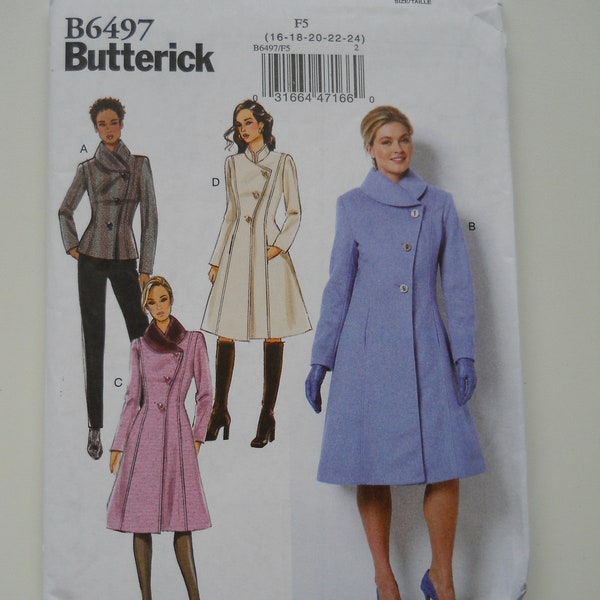 Misses'/Misses' Petite Jacket & Coats Butterick B6497 B5 (8-16) or F5 (16-24) New Sewing Pattern, Asymmetrical Front, Princess Seams, Plus