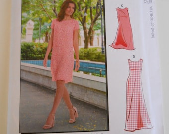 Easy Plus Sheath Dress Bust Adjustment McCall's M8053 K5 (8-16) or Y5 (18-26) Sewing Pattern Sleeveless or Short Sleeve Dress, Petite