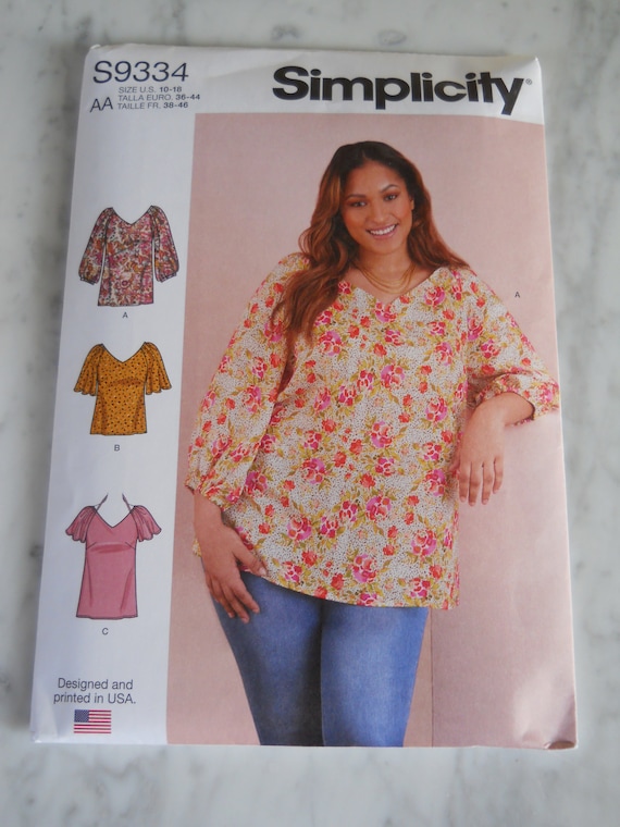 2021 Plus Extended Sizes Flowing Peasant Blouse Simplicity S9334 BB 20W 28W  Sewing Pattern V Neck Shirt Flutter Raglan Sleeve -  Australia