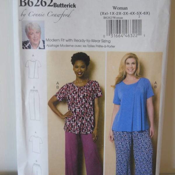 Connie Crawford Plus Pajama Butterick B6262 Miss XS-XL, Modern Fit, Ready-to-Wear Sizing, Pajama Separates, Loose Fit Loungewear, Knit PJ's
