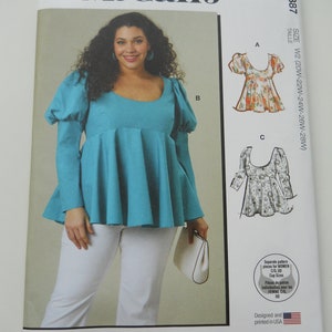 Easy Fit & Flare, C/D DD Cup Size McCall&#39;s M8387 W2 (20W-28W) or W3 (30W-38W) New Sewing Pattern, Juliet Sleeves, Scoop Neckline, Maternity