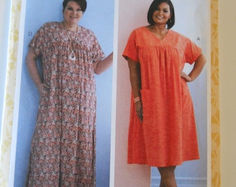 Extended Size Caftan Butterick B6755 KK (26W-28W-30W-32W) New Sewing Pattern for Loose Fitting Dress, Moomoo, Maternity, Casual, Pockets