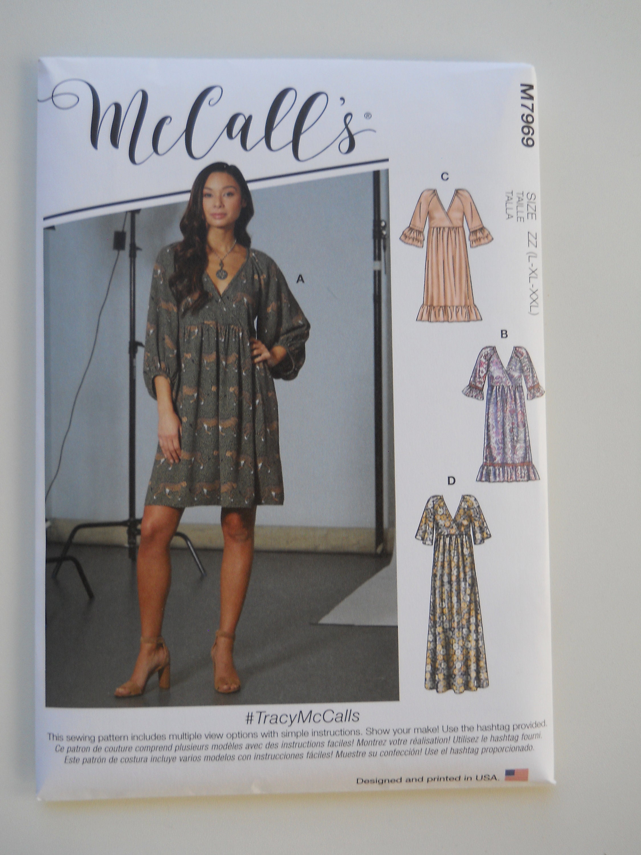 M7969 Pattern Easy Raised Waist Dress Mccall's M7969 Y (XS-M) or ZZ (L-XXL) New ...