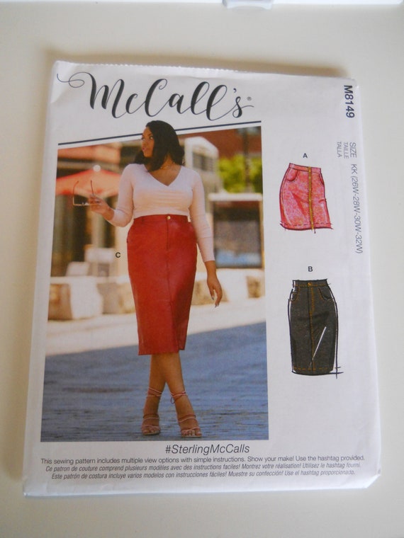 Slim Skirt Mccall s M8149 KK 26W to 32W New Sewing Pattern for Zipper Skirt With Fly Zipper Pockets Denim Skirt Extended Size Etsy Australia