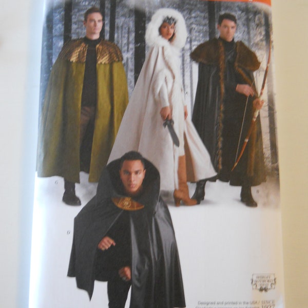 Unisex Hooded Cape One Size Simplicity 8770 New Sewing Pattern for an Easy Cloak with Hood and/or Capelet, Warm for King, Queen, Villain