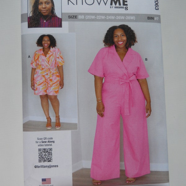 2024 Brittany J Jones Jumpsuit & Romper ME2063 AA (10-18) or BB (20W-28) New Sewing Pattern, Front Fly Zipper, Notched Collar, Sew Along