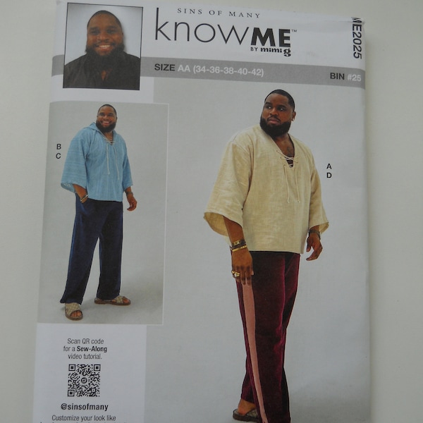 Sins of Many Men's Laced Hoodie & Pants KnowMe ME AA (34-42) or BB (44-52) New Sewing Pattern, Sew Along Video, Drawstring Waist and Leg Hem