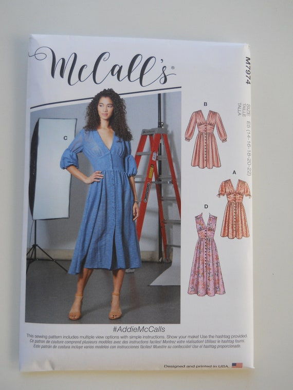 Easy Fitted Bodice Western Dress Mccall's M7974 A5 (6-14) or E5 (14-22) New Sewing Pattern, Button Front Dress, Shirred Shoulder, V Neckline - Etsy Easy Fitted Bodice Western Dress Mccall's M7974 A5 (6-14) or E5 (14-22) New Sewing Pattern, Button Front Dress, Shirred Shoulder, V Neckline - Etsy