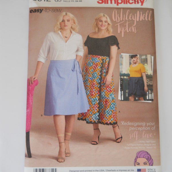 AshleyNell Tipton Wrap Skirt Simplicity 8612 G5 (26W-28W-30W-32W-34W) Sewing Pattern Knee Length or Tea Length Modest Skirt Full Figure