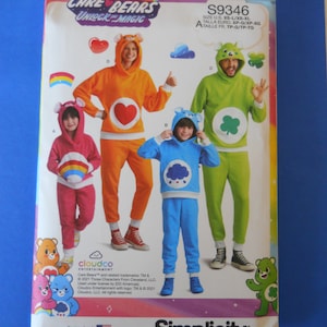 Family Care Bear Sweats Simplicity S9346 Child/Teen 4-5, 6-8, 10-12, 14-16 AND Teen Adult Xsm - Xlg; Family Costume, Cosplay, Loungewear