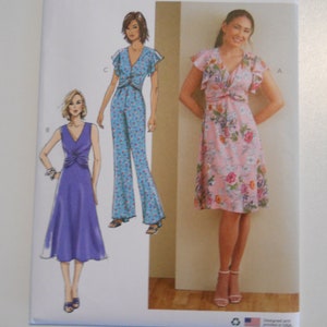 May include: A sewing pattern for a dress and jumpsuit. The pattern is from Butterick and the pattern number is B6893. The pattern includes sizes 16-18, 20-22, and 24.