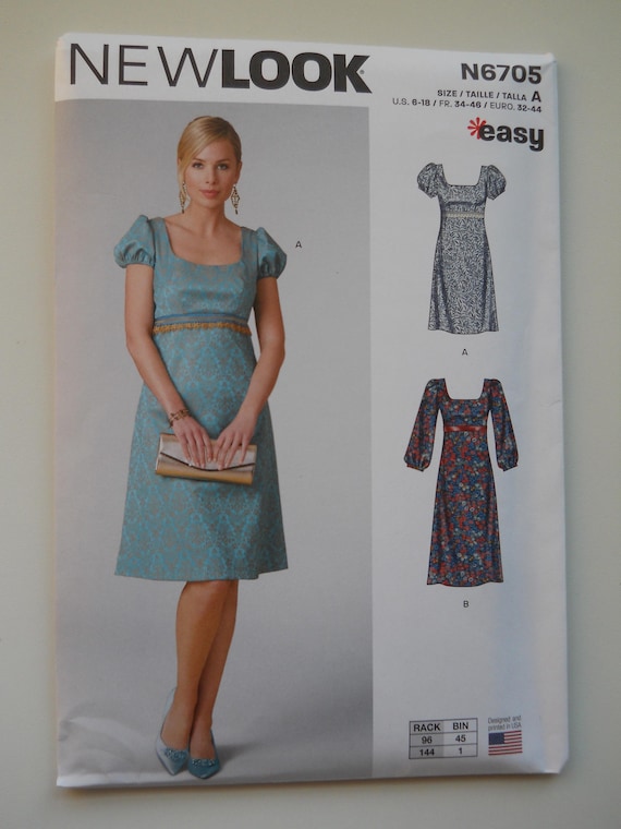 Easy Empire Waist A Line Dress Newlook N6705 Sewing Pattern, Square  Neckline, Puff Sleeves, Long Sleeves, Regency Style With Modern Flare - Etsy