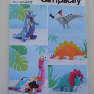 Easy Dinosaur Plushies Simplicity S9585 New Sewing Pattern for T Rex, Triceratops, Stegosaurus, Pterodactyl, Brontosaurus, Stuffed Toys,